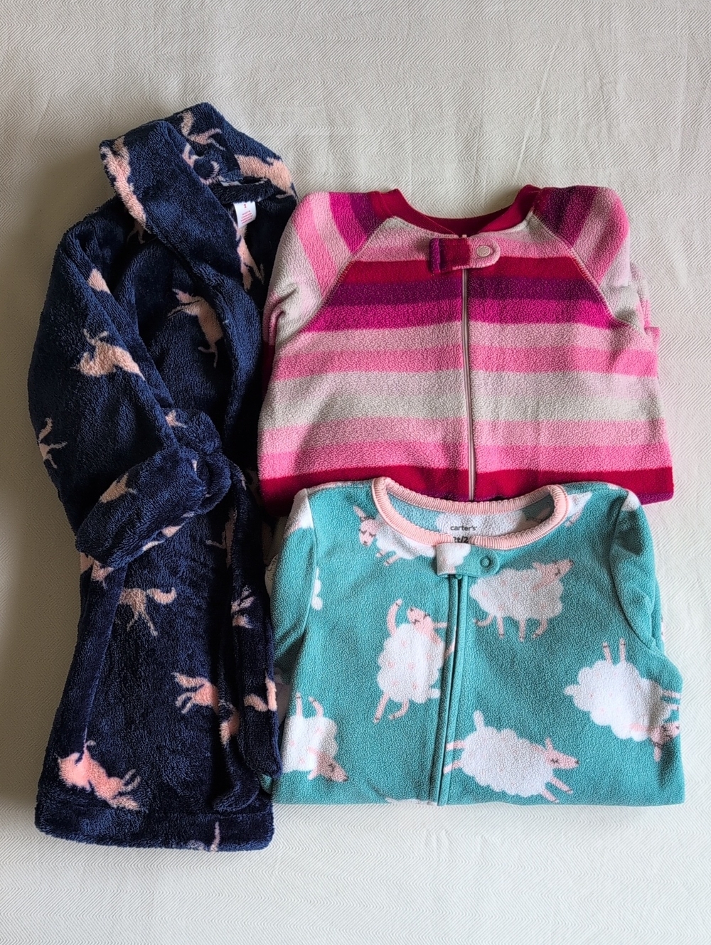 2T Toddler Girl Fleece Sleeper Robe Bundle Carter's Joe Fresh Sheep Unicorn Lot